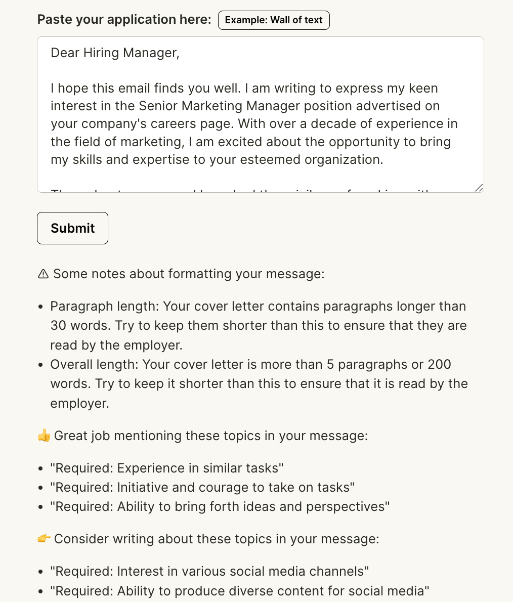Cover Letter Analysis